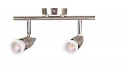 KIMYAN Two-Light Track Lighting Kit Plug in,Brushed Nickel,with On/Off Switch, with MR16GU10 LED ...