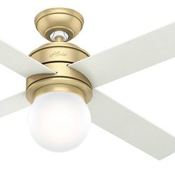 Hunter Fan 52 in. Modern Brass Ceiling Fan with LED Globe Light Kit – Wall Control Include ...