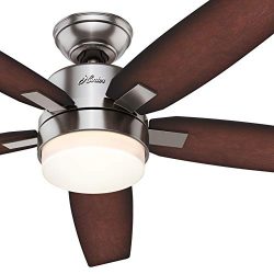 Hunter Fan 52 inch Contemporary Brushed Nickel Indoor Ceiling Fan with Light Kit (Renewed)