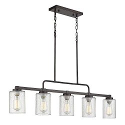 5-Light Kitchen Island Lighting, Beionxii 42″ Large Farmhouse Linear Lighting Chandelier f ...