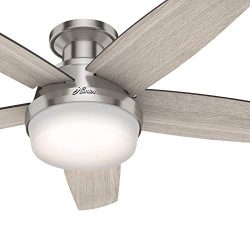 Hunter Fan 48 inch Low Profile Brushed Nickel Ceiling Fan with LED Light Kit and Remote Control  ...