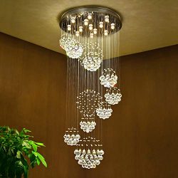 SEFINN FOUR HL-011 Flush Mount Light Sphere Raindrop Crystal Chandelier, Multi-Balls