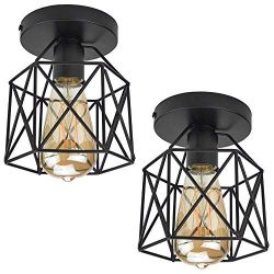 ZHMA Semi Flush Mount Ceiling Light Fixture for Farmhouse Kitchen, Hallway, Porch etc,Black Rust ...