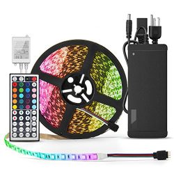 BINZET LED Strip Light – 32.8ft 5050 RGB 300LEDs [Multi Colored Include White] Color Chang ...