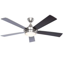 Fanimation Studio Collection Aire Drop 52-in Brushed Nickel LED Indoor Downrod Ceiling Fan with  ...