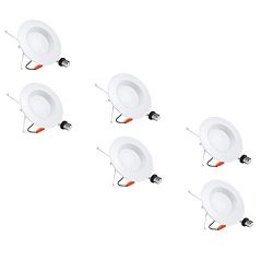 6 Pack 5/6 inch Dimmable LED Downlight, Recessed Retrofit Lighting Fixture, 15W (100W Replacemen ...