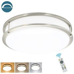 DLLT 30W Dimmable LED Flush Mount Ceiling Light Fixture with Remote-14 Inch Round Ceiling Lighti ...