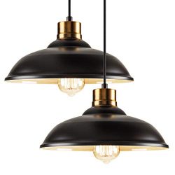 Industrial Metal Pendant Lighting Single Set of 2,Height-Adjustable Edison Hanging Light Fixture ...