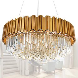 MEELIGHTING Raindrop Gold Modern Crystal Chandelier Lights Luxury Pendant Ceiling Light Contempo ...