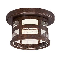 Design House 587212 Washburn Outdoor LED Flush Mount Ceiling Light, Rustic Bronze