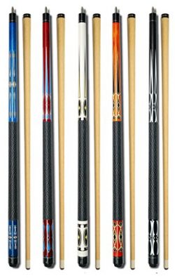 Set of 5 Pool Cues New 58″ Billiard House Bar Pool Cue Sticks GJ-1~GJ-5