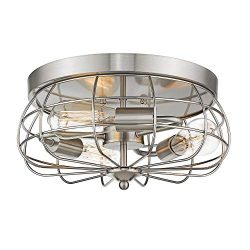 Jazava Retro Flush Mount Ceiling Light, 3-Light Close to Ceiling Light Fixture, Dia 14.5 inches  ...