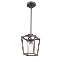 Emliviar Mini Pendant Light, Cage Hanging Light, Oil Rubbed Bronze Pendant Light with Clear Glas ...