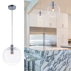 Bewamf Industrial Mini Pendant Lighting with Clear Glass Shade Modern Adjustable Edison Ceiling  ...