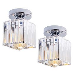 HMVPL Set of 2 Semi Flush Mount Pendant Lighting Fixtures,Modern Sparkly Crystal Close to Ceilin ...