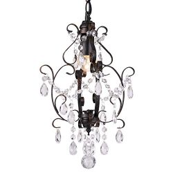 Riomasee Mini Chandelier Bronze Chandeliers 1 Light Elegant Chandelier Crystal Iron Ceiling Ligh ...