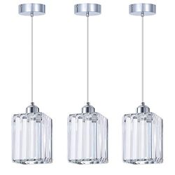 SHENGQINGTOP Modern Crystal Pendant Light for Kitchen Island, Bedroom, Living Room (Cuboid Penda ...