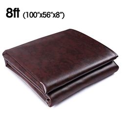 Boshen 7/8/9FT Heavy Duty Fitted Leatherette Billiard Pool Table Cover Furniture Cover (Brown/8FT)