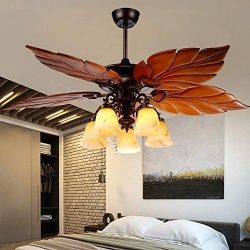 Palm Island Ceiling Fan with Light Kit 52-Inch Tropical Chandelier Fan with 5 Glass Light 5 Wood ...