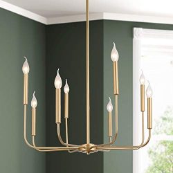 KSANA Light Gold Modern Chandelier, 8 Lights Candle Chandeliers for Dinning Room, Gold Pendant L ...