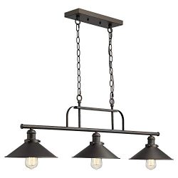 Zeyu Industrial 3-Light Pendant Lighting, Vintage Kitchen Island Light with Oil Rubbed Bronze Fi ...