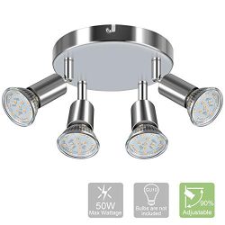 Modern Round 4-Light Track Lighting Fixtures, 4 Way GU10 Ceiling Spotlight (ø180mm), Flexibly Ro ...