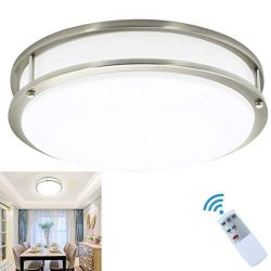 30W Modern LED Dimmable Flush Mount Ceiling Light Fixture with Remote-14 Inch Brightness Adjusta ...