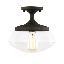 Light Society Crenshaw Flush Mount Ceiling Light, Oil Rubbed Bronze with Clear Glass Shade, Vint ...