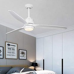 52-Inch Ceiling Fan with LED Light Kit, Remote Control, 3 Wood Blades, White