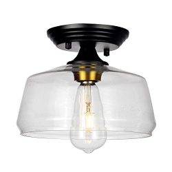 HMVPL Glass Close to Ceiling Light, Modern Semi Flush Mount Pendant Lighting Fixtures for Kitche ...