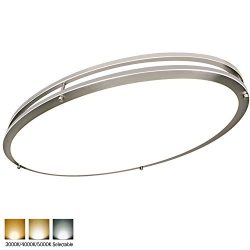 Hykolity 32 Inch Oval LED Ceiling Light, 35W [300W Equivalent] 3100LM,3000K/4000K/5000K BN Finis ...