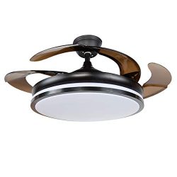 Tengchang Simplistic Style 42″ Ceiling Fan with 3-Color Change LED Light Foldable Blade