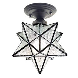 Crystal Flush Mount Moravian Star Ceiling Light Shade with E26 Bulb 7.87” Close to Ceiling ...
