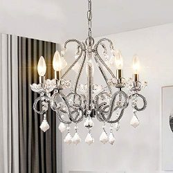 Modern Crystal Chandeliers Pendant Ceiling Lighting Fixture with Clear Crystal for Dining Room,B ...