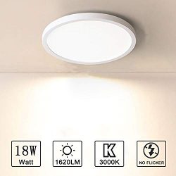 Combuh Ceiling Light 18W 7 Inch Round Flush Mount LED Close to Ceiling Lamp Fixture Warm White 3 ...