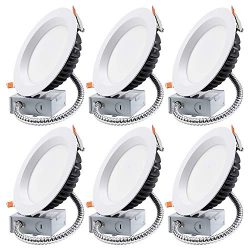 TORCHSTAR 18W 6 Inch LED Slim Recessed Lighting with Junction Box, Ultra Bright 1500lm, Dimmable ...